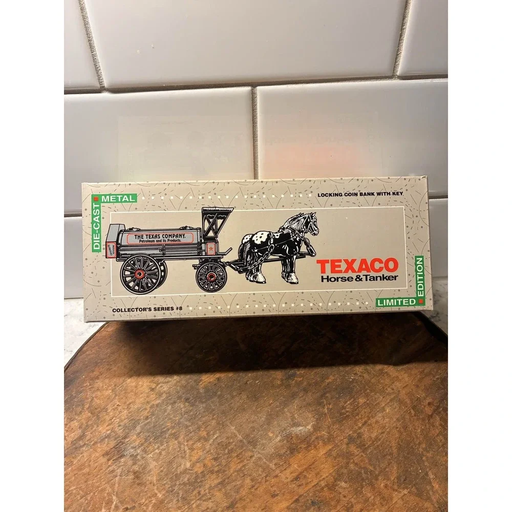 ERTL Texaco Horse Tanker Die-Cast Coin Bank Collector's Series #8‎ w/Key